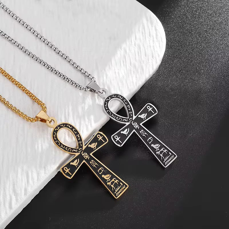 Chaîne Croix d'Ankh en Inox