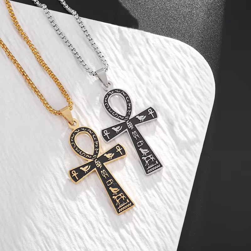 Chaîne Croix d'Ankh en Inox